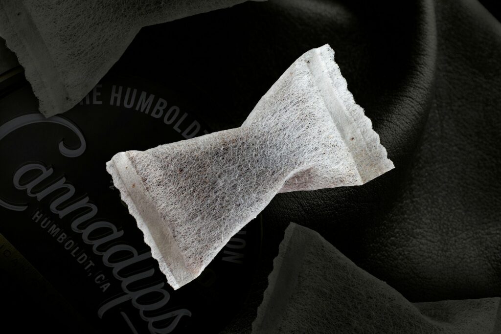 A black and white photo of a piece of cloth